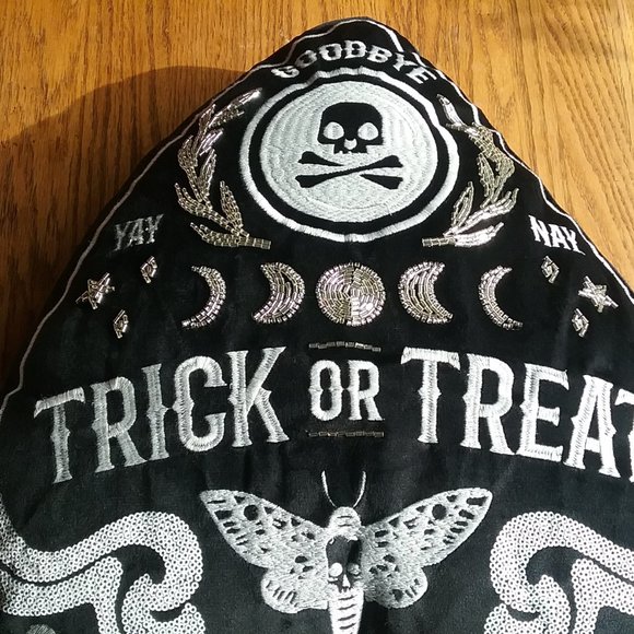 NWT Black Velvet Goth Boho Oija Embellished Pillow - Picture 8 of 16